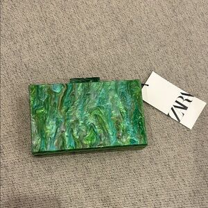 Zara Emerald Green Marbled Clutch
